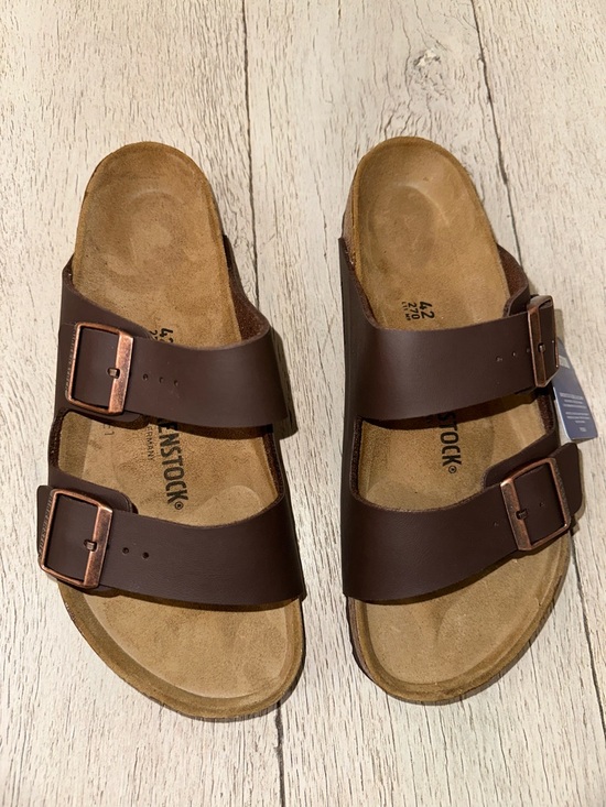Birkenstock Other - Birkenstock Arizona Double Strap Sandals in Dark Brown with Copper Buckles